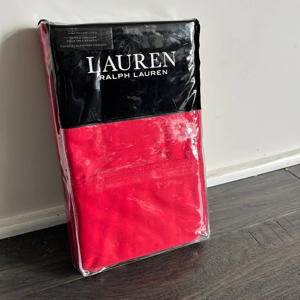 Ralph Lauren Dunham King Pillowcase x 2 Admiral Res Pillow Case new 300ct 21x40